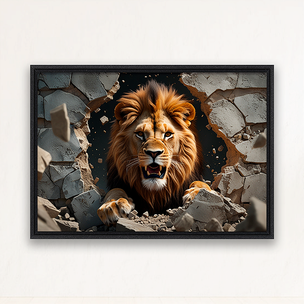 "Fúria Majestosa" - Quadro em Canvas com moldura flutuante.