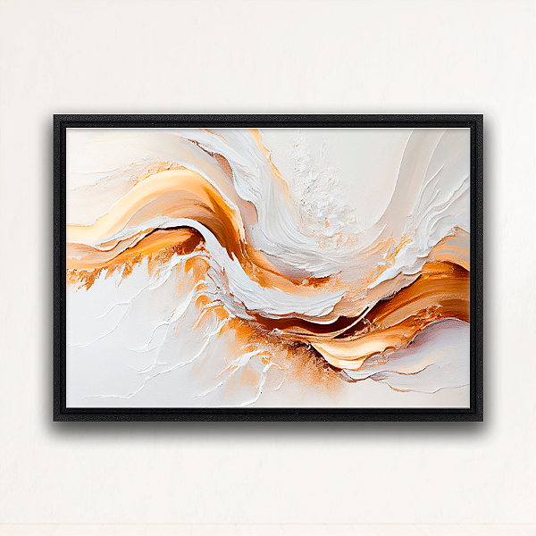 "Fluxo Dourado"- Quadro em Canvas com moldura flutuante.