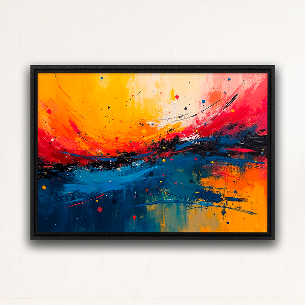 "Explosão de Cores"- Quadro em Canvas com moldura flutuante.
