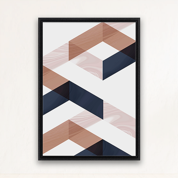 "Fluxo Geométrico"- Quadro em Canvas com moldura flutuante.