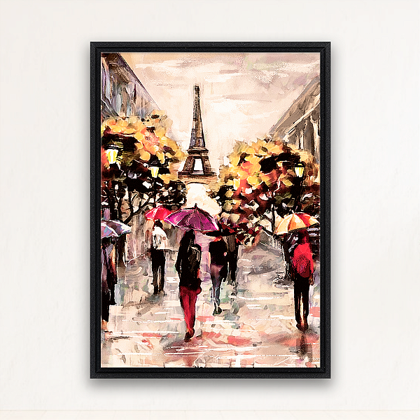 "Paris Chuvosa"- Quadro em Canvas com moldura flutuante.