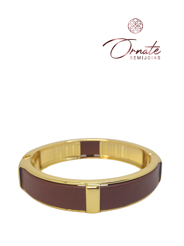 Bracelete Rígido Couro/Cereja