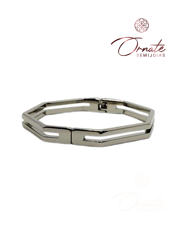 BRACELETE OCTOGONAL VAZADO RÓDIO