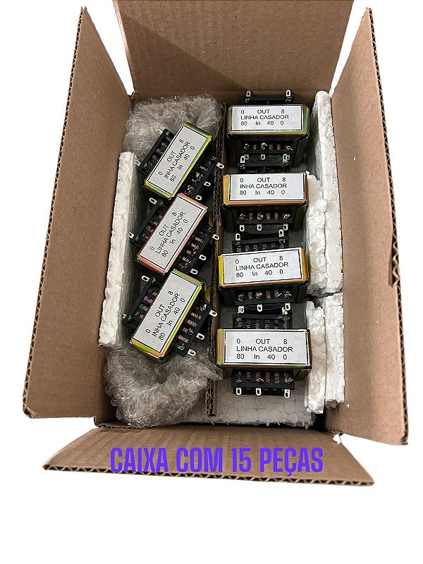 KIT DE 15 PEÇAS TRANSFORMADOR CASADOR DE IMPEDÂNCIA 40 80 OHMS - 15 WATTS