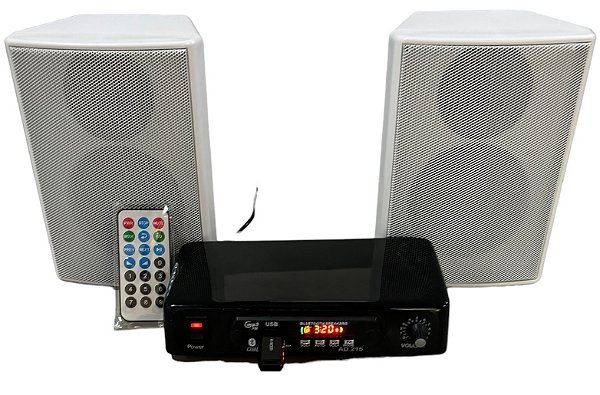 KIT AMPLIFICADOR MARCA DBL ÁUDIO DIGITAL AD 215 BT + 02 CAIXAS DE SOM CP-04  COM BLUETOOTH