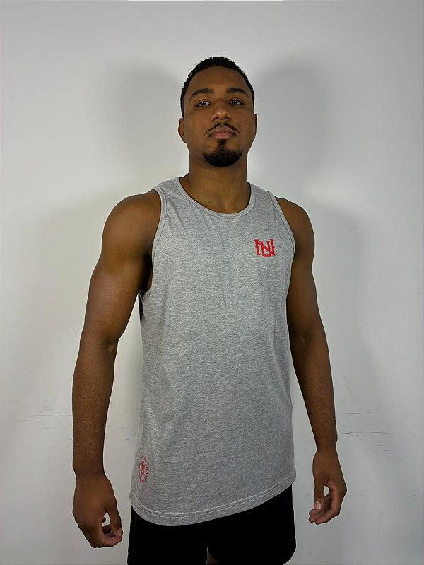 Regata Cinza & Vermelho NU - algodão