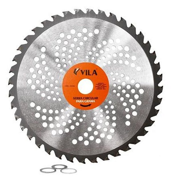 Disco Serra-Grama Circular Vídea 40 Dentes Roçadeira 255mm Furo 25mm c/ Arruela 16/20/22mm Vila