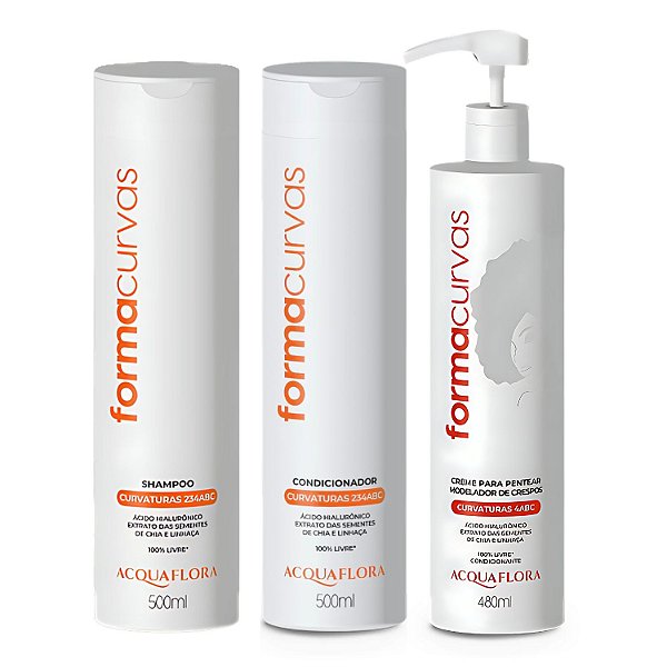 Kit Acquaflora Forma Curvas: Shampoo, Condicionador e Creme Modelador Crespos