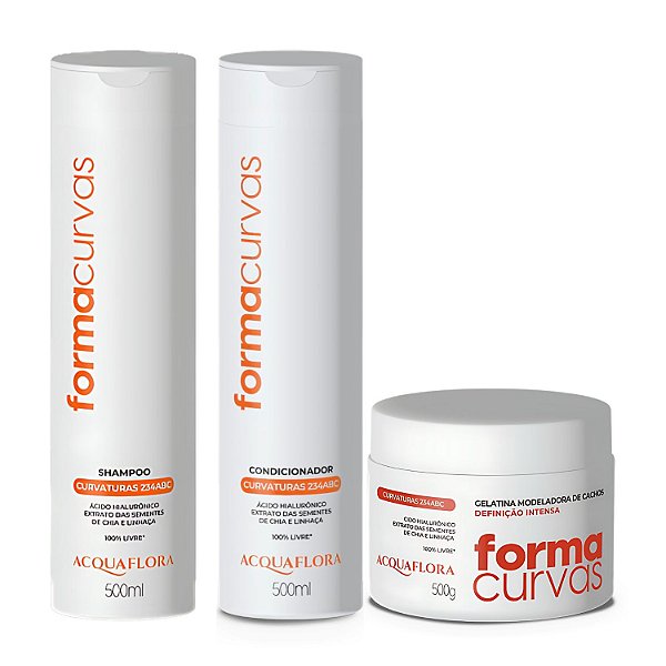Kit Acquaflora Forma Curvas: Shampoo, Condicionador e Gelatina Definição Intensa