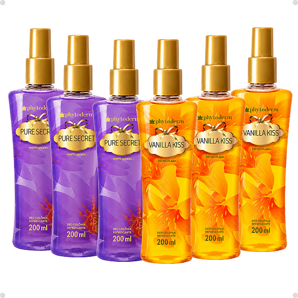 Kit Deo Colônia Phytoderm Vanilla Kiss + Pure Secret C/6 200ml