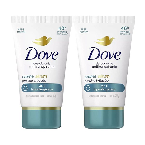 Kit Desodorante Dove Creme Antitranspirante Sérum Previne Irritação Com 2 50g