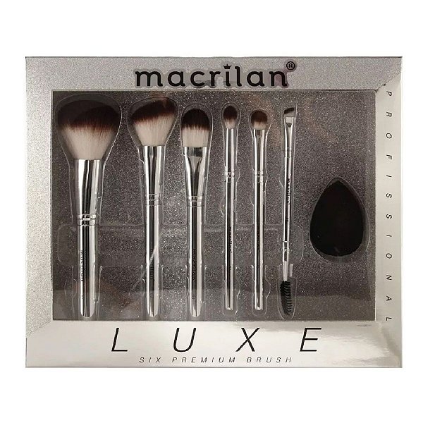 Macrilan Kit Luxe Pincéis Para Maquiagem + Esponja Ref. Ed002