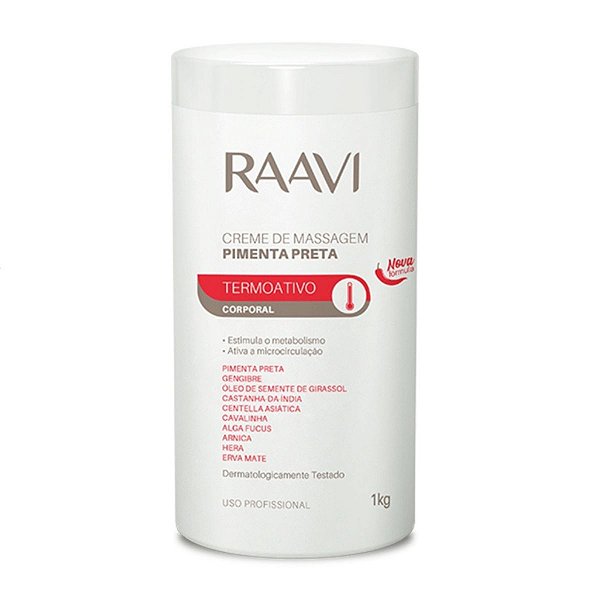Creme de Massagem Raavi Pimenta Preta 1kg