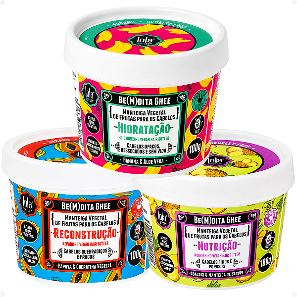 Kit Cronograma Lola Be(m)dita Ghee Manteiga Vegetal: Hidratação, Nutrição e Reconstrução 100g
