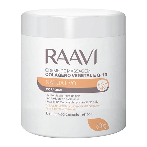 Creme de Massagem Raavi Colágeno Vegetal e Q-10 Natuativo 500g