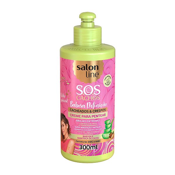 Creme de Pentear Sos Cachos Babosa e Manteiga de Cacau Cacheados e Crespos Salon Line 300ml