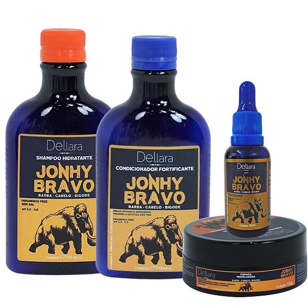 Dellara Jonhy Bravo Barba, Cabelo e Bigode Kit C/4