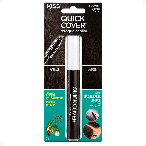 Máscara de Retoque Capilar Kiss New York Quick Cover Marrom Escuro 7g Bgc05bb