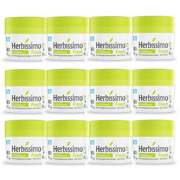 Kit 12 Desodorante Creme Herbissimo Fresh Antitranspirante 55g