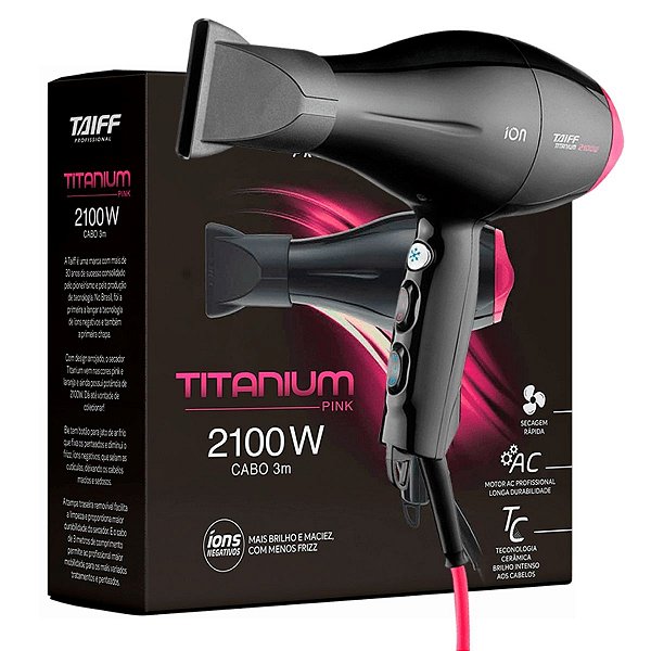 Taiff Secador Titanium Ion Rosa 2100w 220v