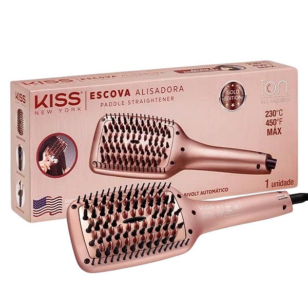 Escova Alisadora Paddle Straightener Kiss New York Bivolt