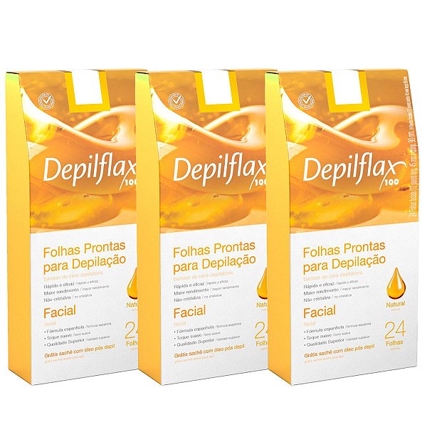 Kit Folhas Prontas Para Depilação Facial Natural Com 3 Depilflax