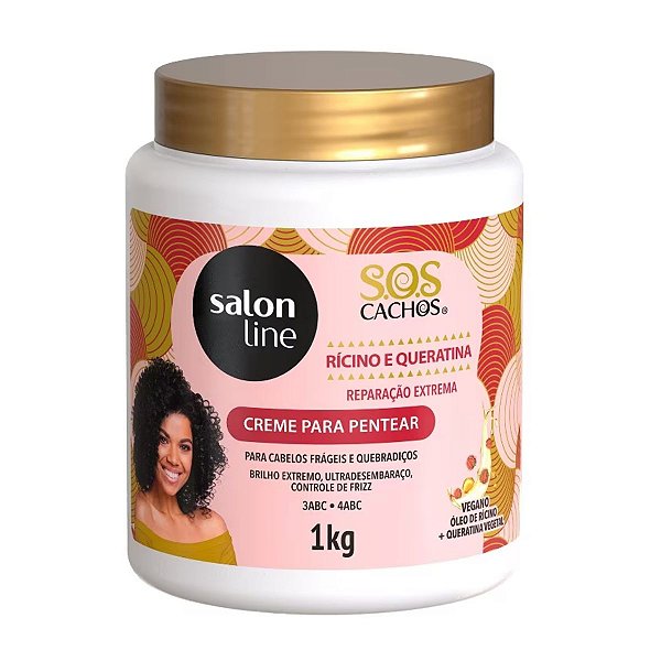 Creme de Pentear Sos Cachos Rícino e Queratina Salon Line 1kg
