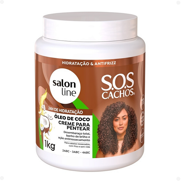 Creme Para Creme Para Pentear Salon Line SOS Cachos Óleo De Coco 1kg