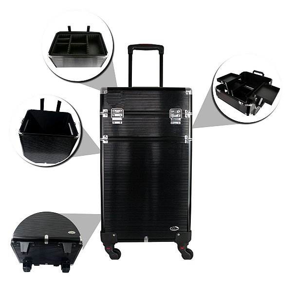 Maleta Carrinho Rubys 2 Andares e 2 Rodinhas Preta Fs-1204c