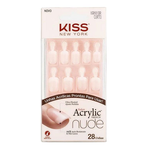 Unhas Acrílicas Salon Acrylic Nude Quadro Curto Kiss Ny Kan01br