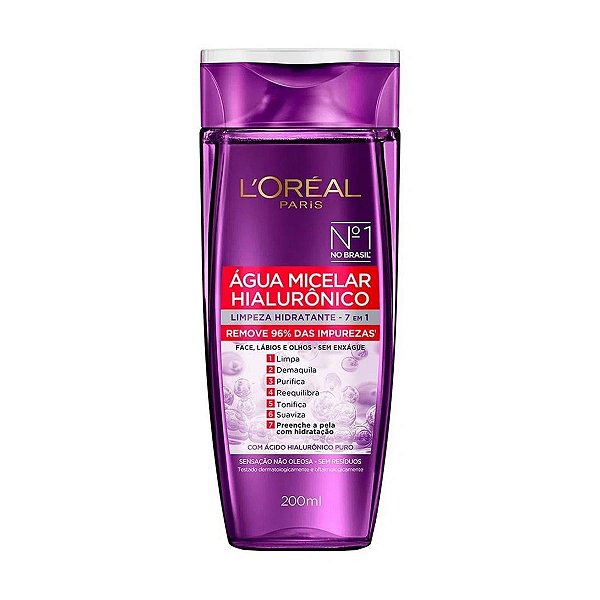 Água Micelar Loreal Hialuronico Limpeza Hidratante 7 em 1 200ml