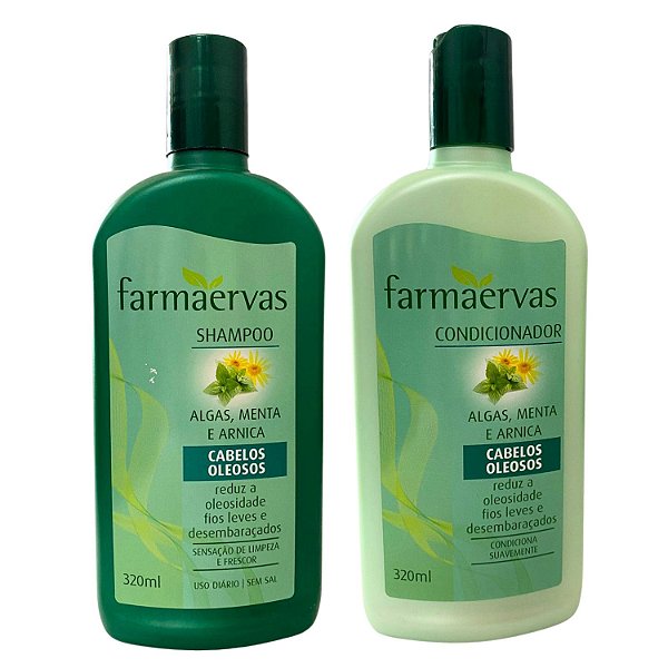 Kit Shampoo + Condicionador Farmaervas Algas, Menta e Arnica 320ml
