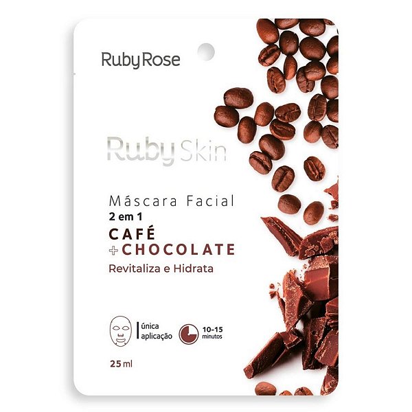Ruby Rose Skin Máscara Facial Café e Chocolate Revitaliza e Hidrata 25ml Hb-709