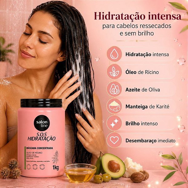 Máscara Concentrada Salon Line Sos Hidratação Óleo de Rícino 1kg