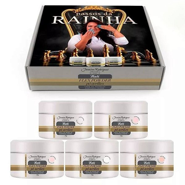Kit Alongamento Acrílico Passos da Rainha C/5 Flex Powder Nati
