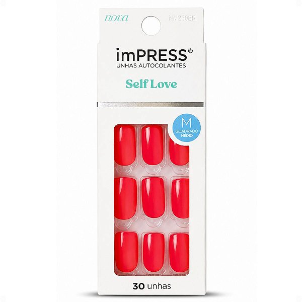 Unhas Autocolantes Kiss Ny Impress Self Love 220v Quadrado Médio Imc05b