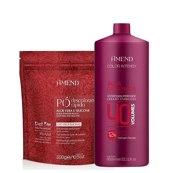 Kit Pó Descolorante Aloe Vera 300g + Água Oxigenada Color Intensy Amend Volume 30 950ml