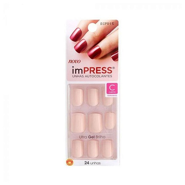 Unhas Autocolantes Kiss Ny Impress Bubble Gu Curto Bip015