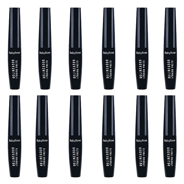 Kit Ruby Rose Delineador Líquido Preto 5,8ml Hb-8406 1 C/12