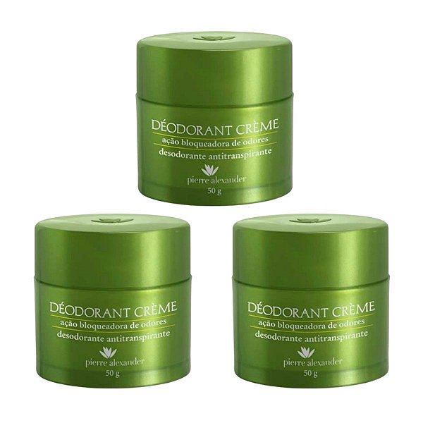 Desodorante Creme Bloqueador de Odores Pierre Alexander 50g Kit Com 3 Unidades