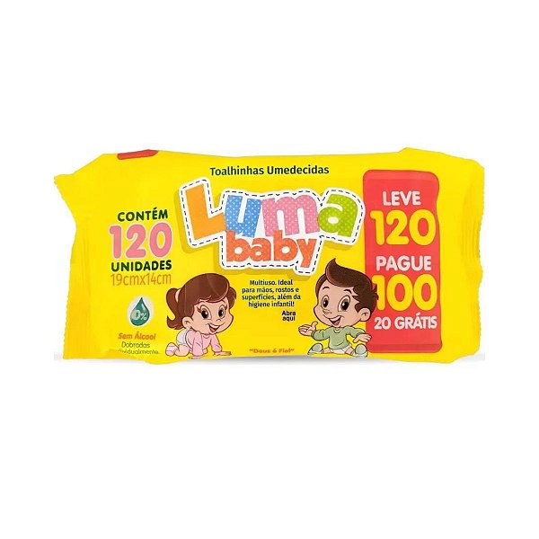 Toalhinhas Umedecidas Luma Baby Com 120 Unidades