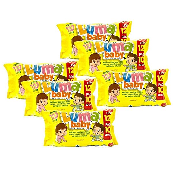 Kit Com 6 Toalhinhas Umedecidas Luma Baby Com 120 Unidades