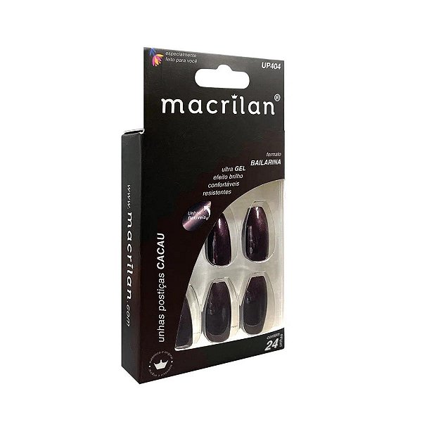 Unhas Postiças Macrilan Cacau Bailarina Up404 C/24
