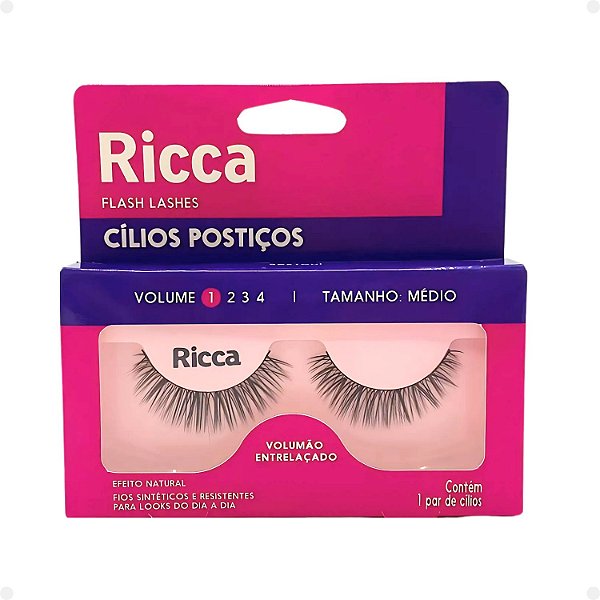 Cílios Postiços Ricca Belliz Flash Lashes Volumão Entrelaçado Vol:1 Médio Cód.2672