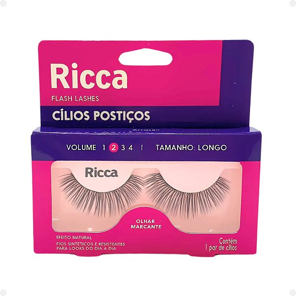 Cílios Postiços Ricca Belliz Flash Lashes Olhar Marcante Vol:2 Longo Cód.2677