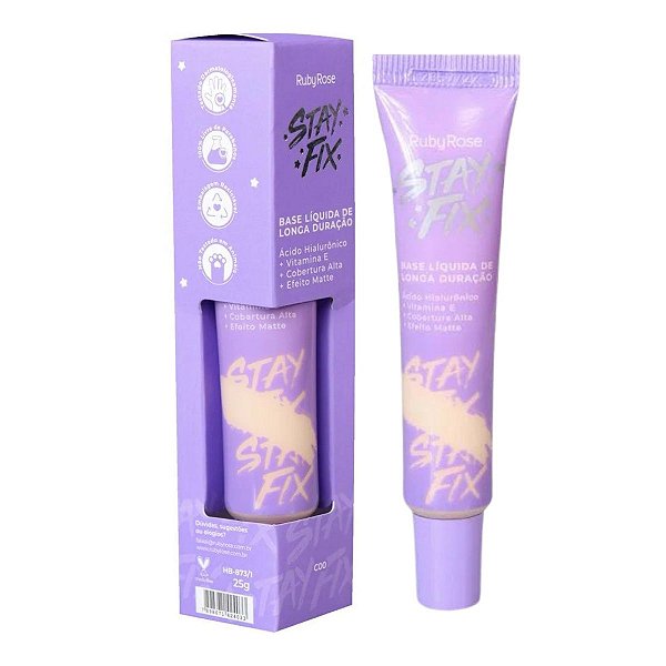 Base Líquida Ruby Rose Stay Fix Longa Duração C00 Hb-8731 25g