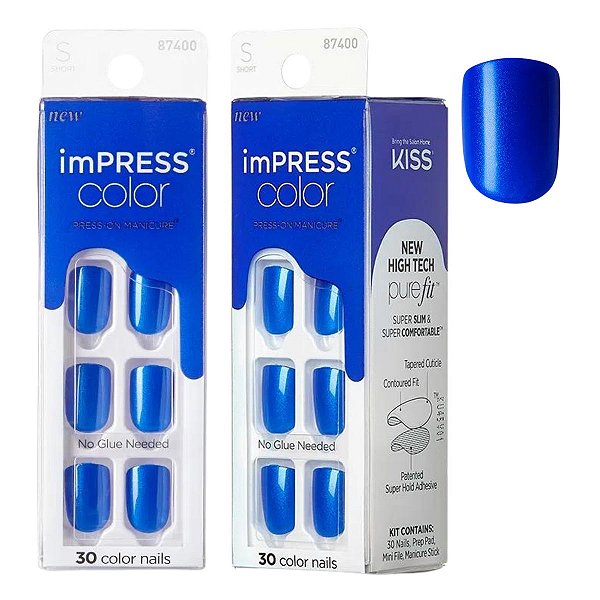 Unhas Autocolantes Kiss Impress Color Press-on Manicure Deep Ocean Imc14xb0820