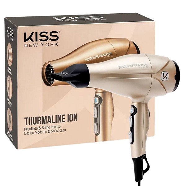 Secador Kiss New York Tourmaline Ion Dourado 2000w 127v Bdp06pbr