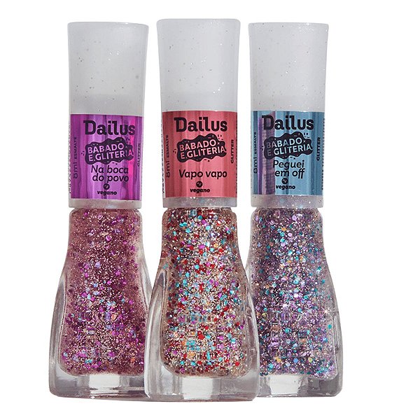 Kit Esmalte Dailus Babado e Gliteria 8ml C/3