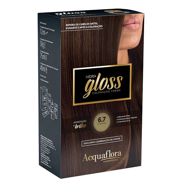 Coloração Creme Acquaflora Kit Hidra Gloss 6.7 Chocolate